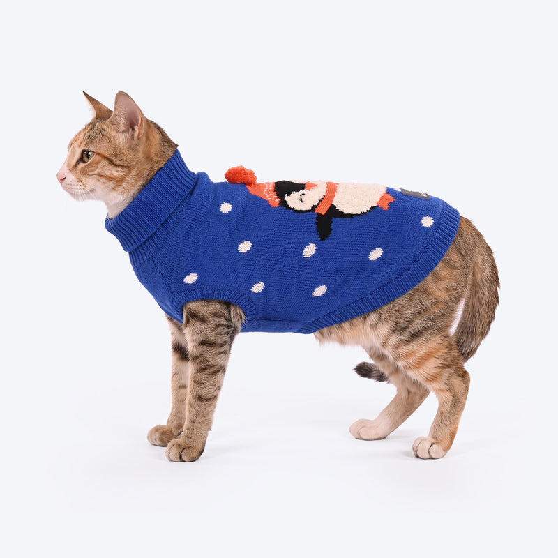 HUFT Peppy Penguin Sweater For Cat - Blue