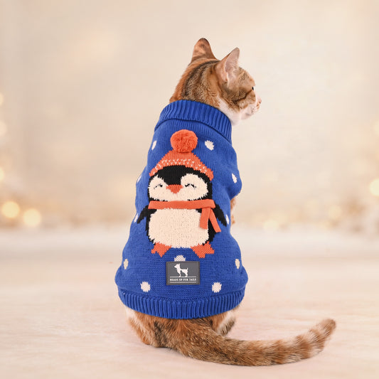 HUFT Peppy Penguin Sweater For Cat - Blue