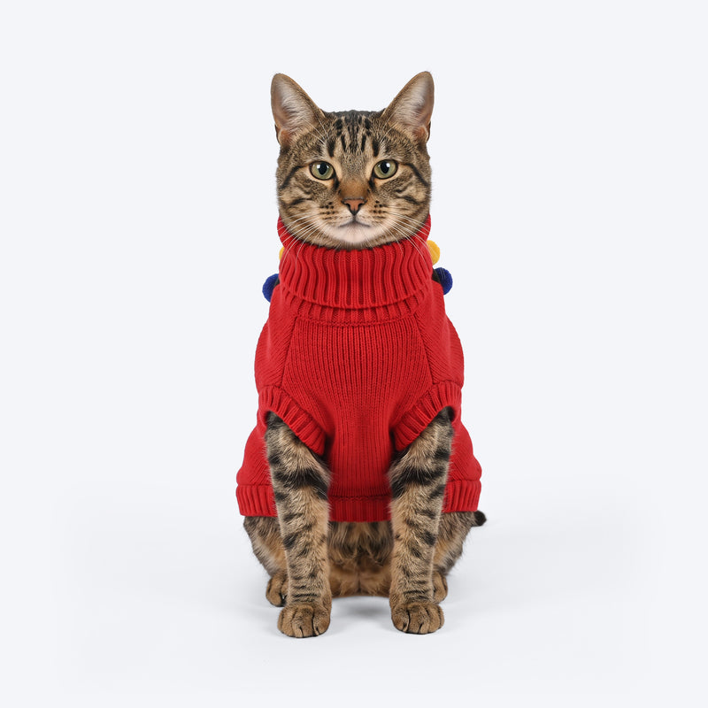 HUFT Merry Reindeer Sweater For Cat - Red