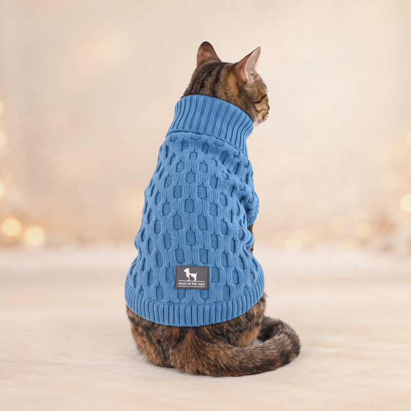 HUFT Cozy Knit Sweater For Cat - Blue