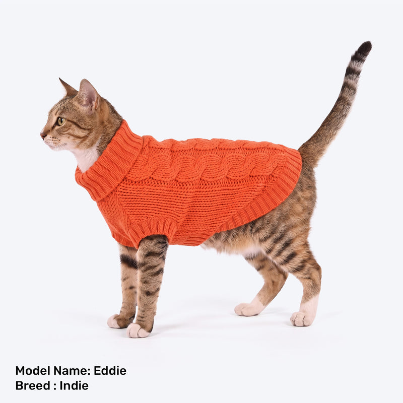 HUFT Toasty Knit Sweater For Cat - Orange