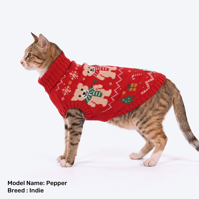 HUFT Jolly Teddies Sweater For Cat - Red