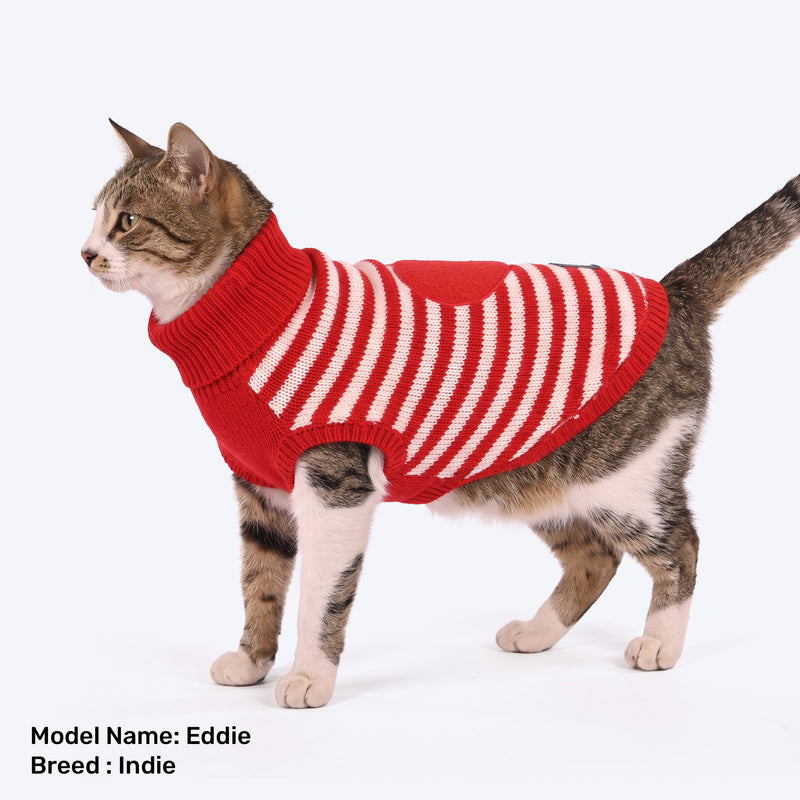 HUFT Happy Heart Sweater For Cat - Red