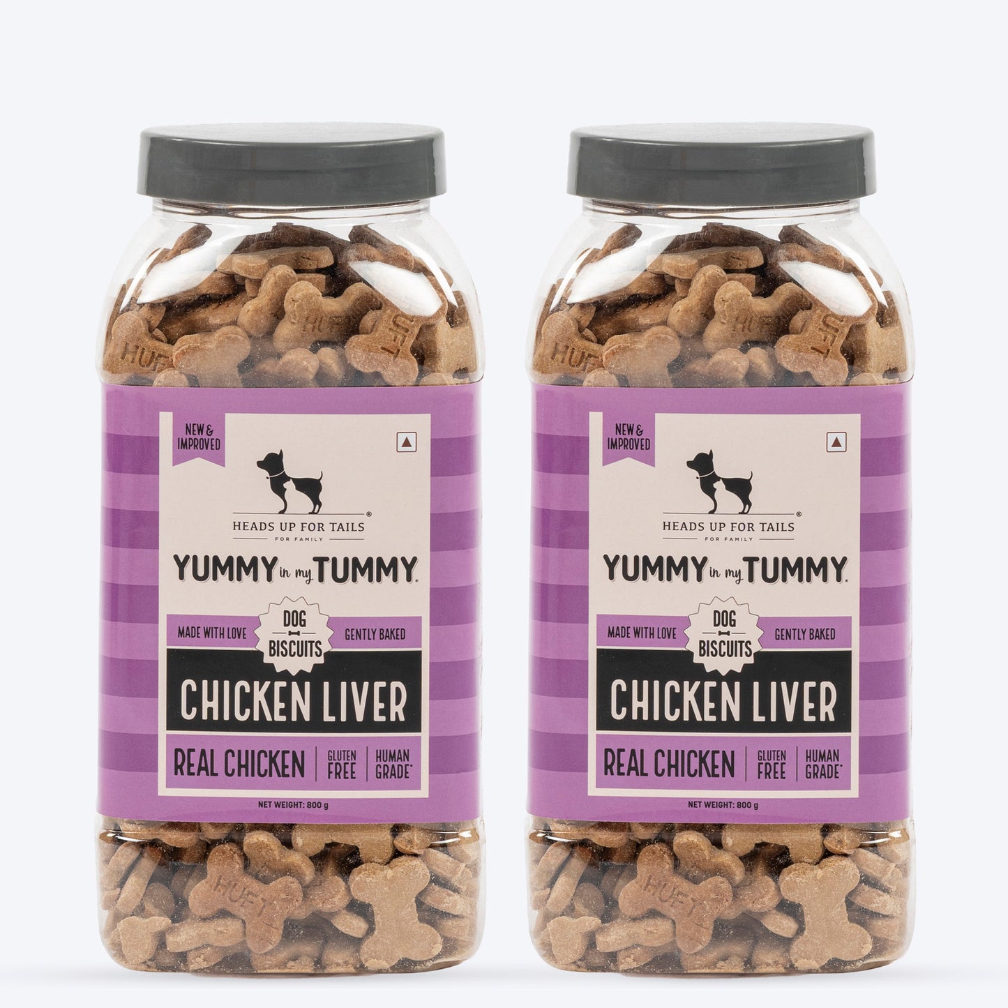HUFT Yummy In My Tummy Chicken Liver Gluten-Free Dog Biscuits, 100% Human-Grade Ingredients (For All Breeds, Above 8 Weeks) - Heads Up For Tails