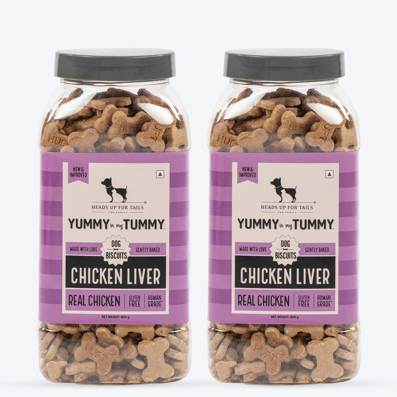 HUFT Yummy In My Tummy Chicken Liver Gluten-Free Dog Biscuits, 100% Human-Grade Ingredients (For All Breeds, Above 8 Weeks) - Heads Up For Tails