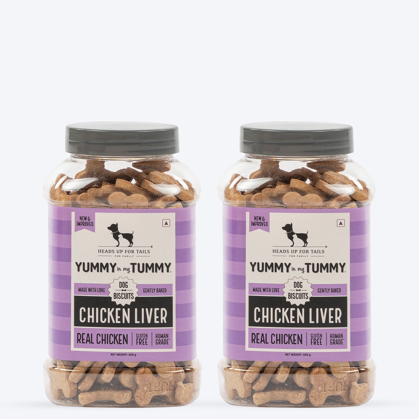 HUFT Yummy In My Tummy Chicken Liver Gluten-Free Dog Biscuits, 100% Human-Grade Ingredients (For All Breeds, Above 8 Weeks) - Heads Up For Tails