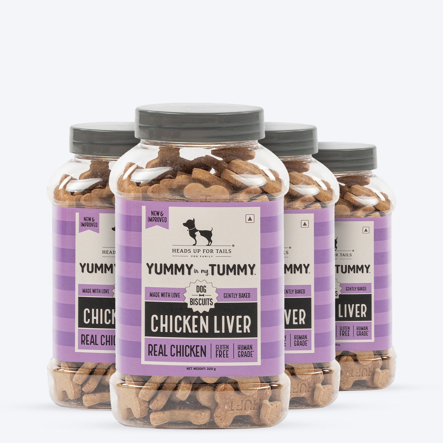 HUFT Yummy In My Tummy Chicken Liver Gluten-Free Dog Biscuits, 100% Human-Grade Ingredients (For All Breeds, Above 8 Weeks) - Heads Up For Tails
