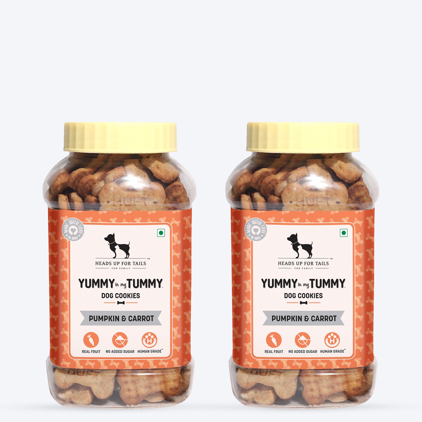HUFT Yummy In My Tummy Pumpkin & Carrots Vegetarian Dog Biscuits - 320 gm - Heads Up For Tails