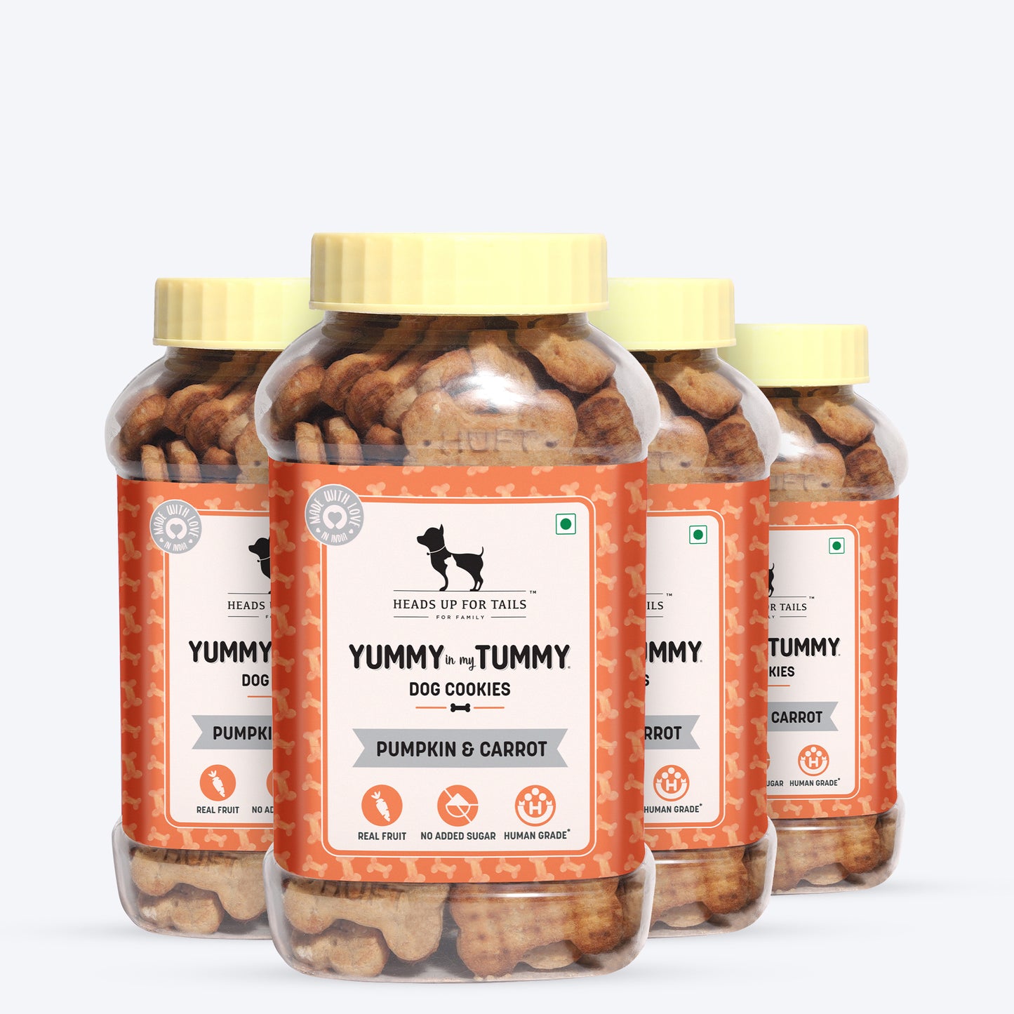 HUFT Yummy In My Tummy Pumpkin & Carrots Vegetarian Dog Biscuits - 320 gm - Heads Up For Tails