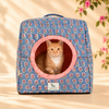 HUFT Jaipuri Phool Block-Printed Tent For Cat - Blue & Pink