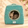 HUFT Jaipuri Gul Block-Printed Tent For Cat - Green & Blue