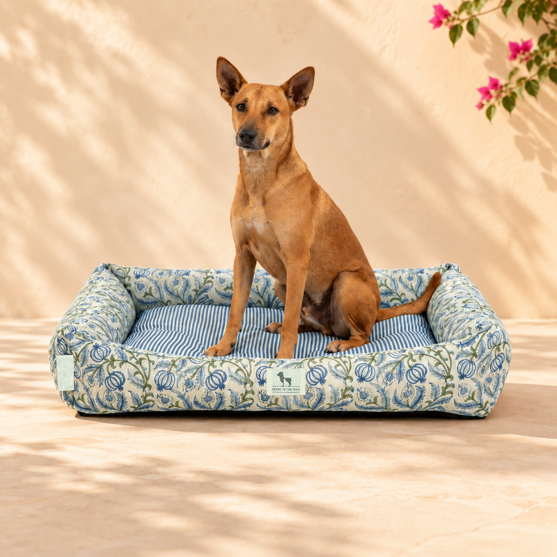 HUFT Jaipuri Baagh Lounger Dog Bed - Indigo