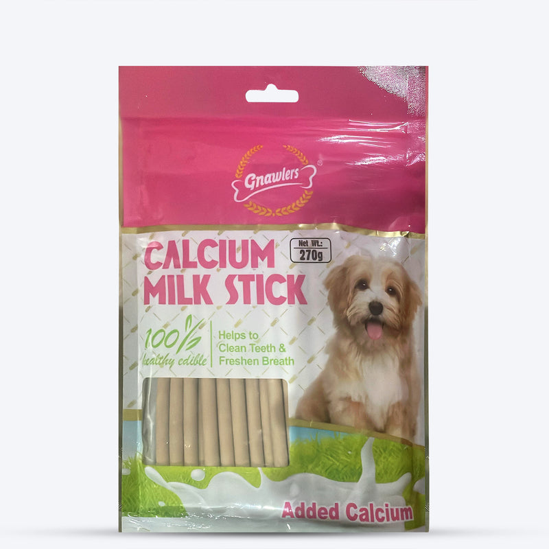 Gnawlers Calcium Milk Stick Dog Treat - 270 g - Heads Up For Tails