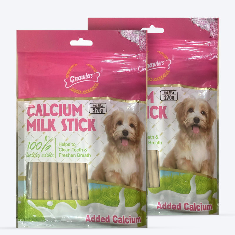 Gnawlers Calcium Milk Stick Dog Treat - 270 g - Heads Up For Tails