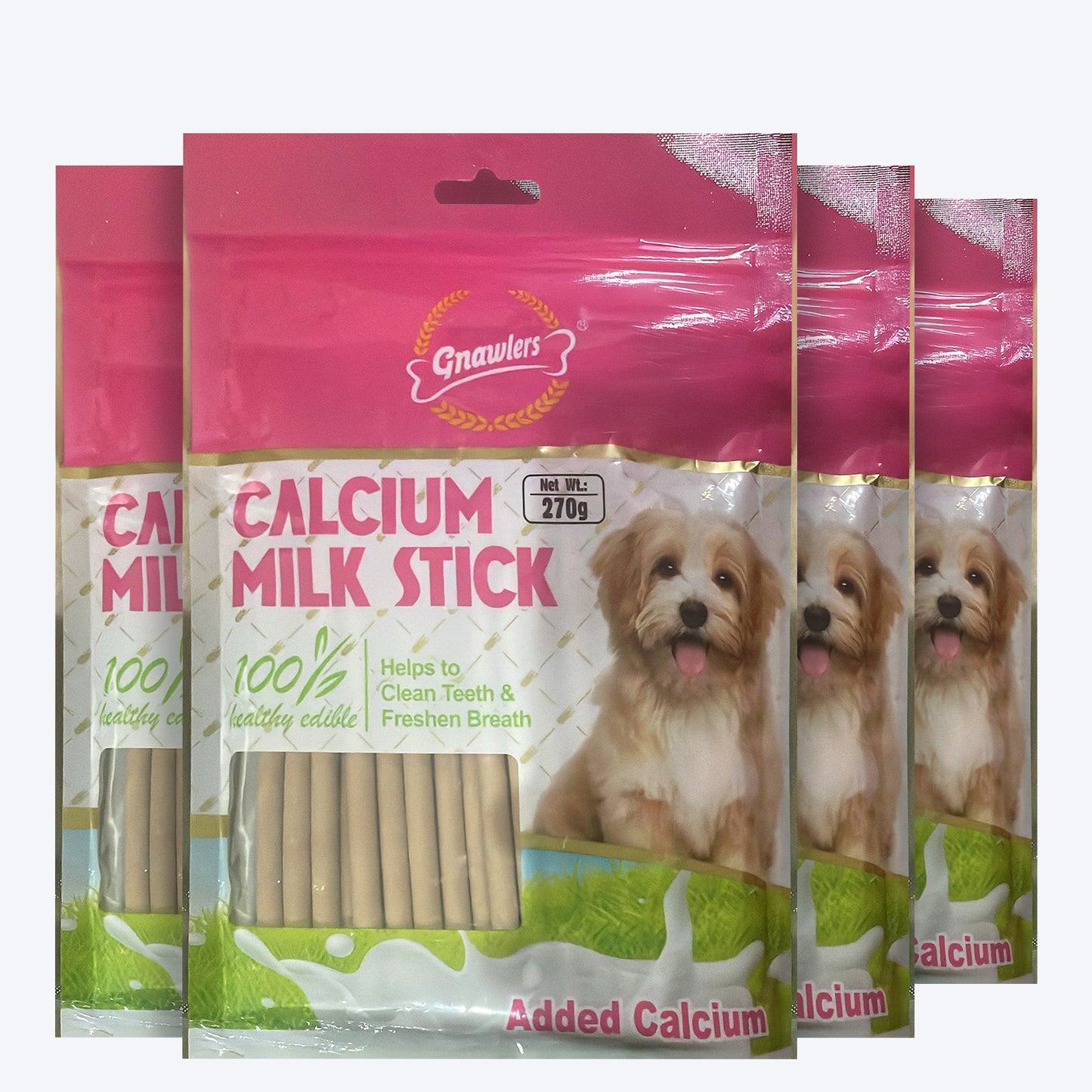 Gnawlers Calcium Milk Stick Dog Treat - 270 g