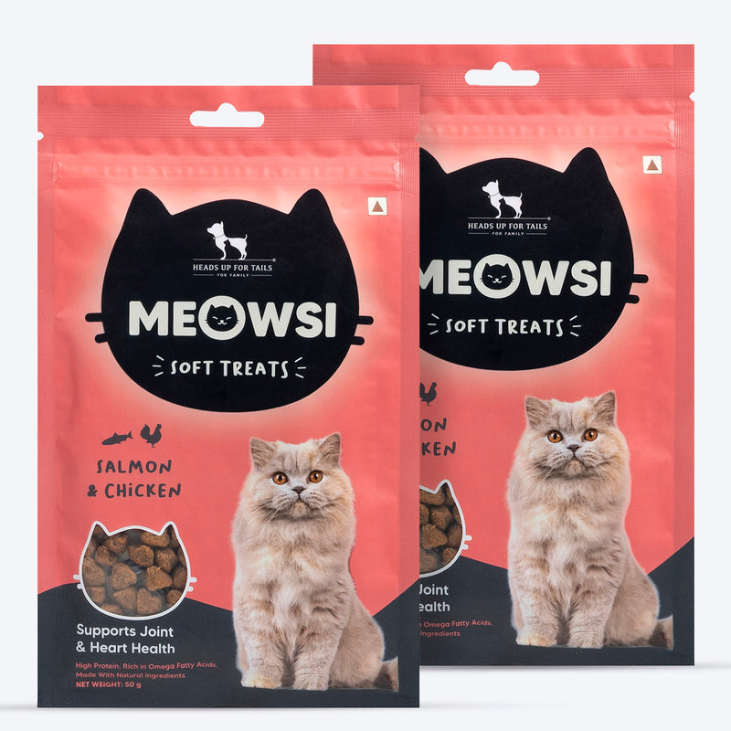 Meowsi by HUFT Salmon & Chicken Soft Cat Treats for Cats High-Protein, Preservative-Free 50 gm - Heads Up For Tails