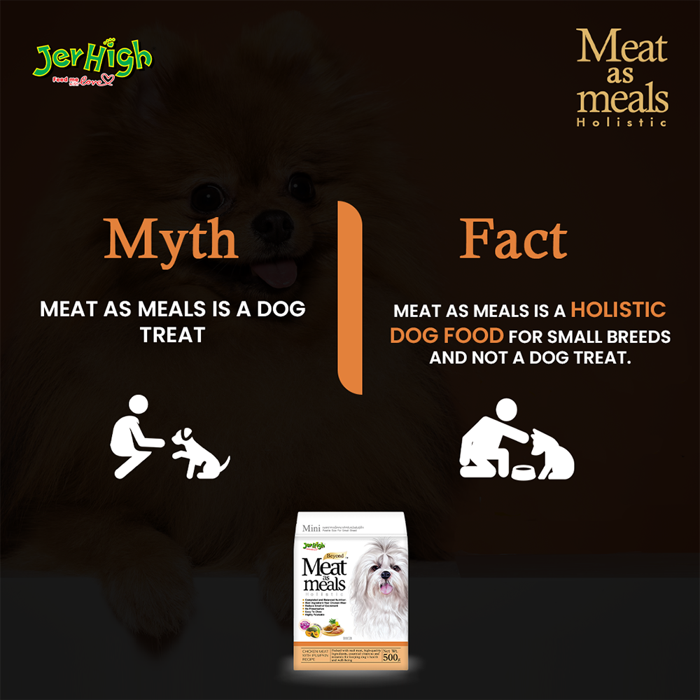 JerHigh Meat As Meals Chicken Meat With Pumpkin Recipe Dry Dog Food For Smaller Breed - 500 g - Heads Up For Tails