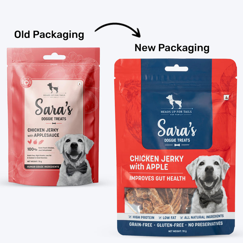 Sara's Chicken Jerky With Apple Dog Treats High-Protein 70g