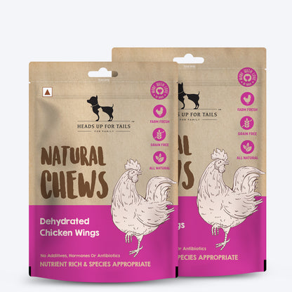 HUFT Natural Chews - Dehydrated Chicken Wings For Dog - 70g - Heads Up For Tails