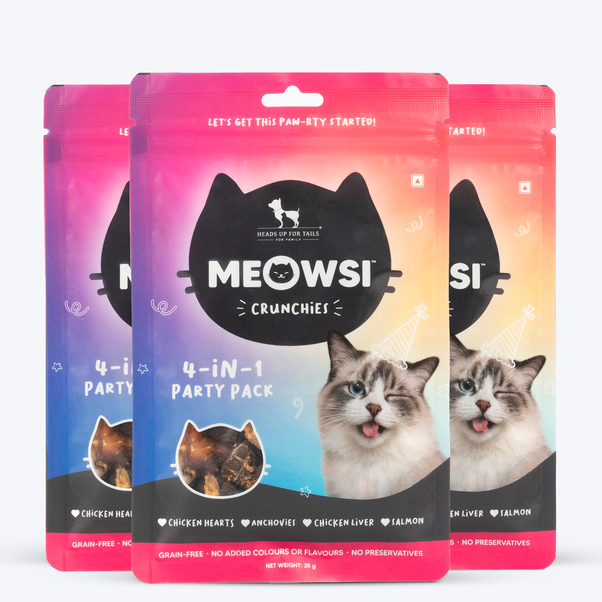 Meowsi Crunchies 4-in-1 Party Pack - Assorted Cat Treats - 35 g