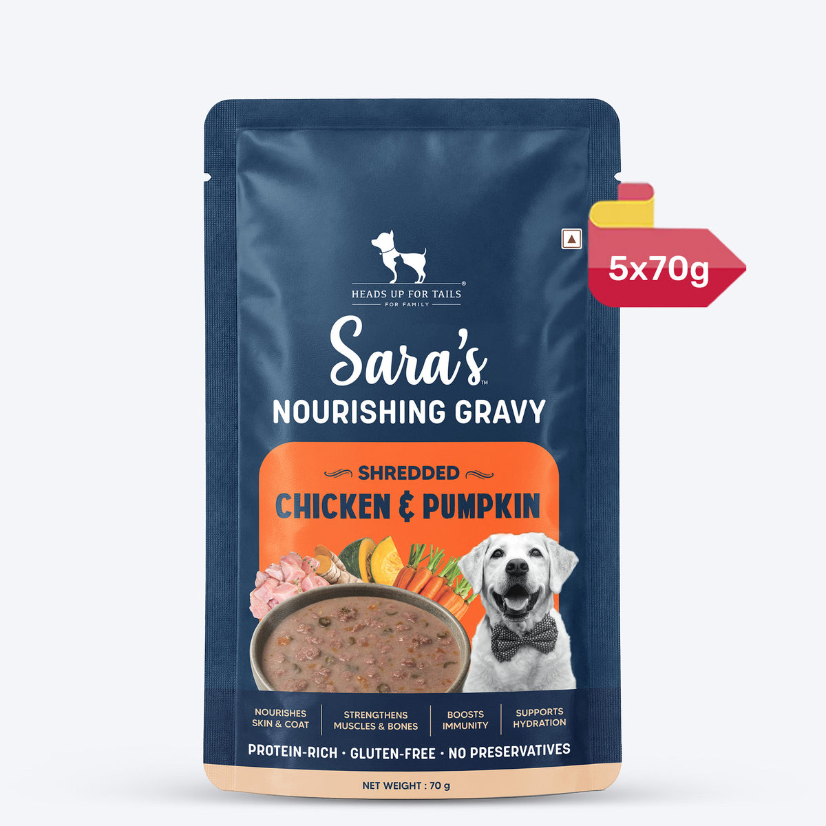 Sara’s Nourishing Gravy Shredded Chicken & Pumpkin Wet Food For Dog - 70 gm