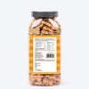 HUFT YIMT Peanut Butter & Banana Gluten-Free Dog Biscuits, 500g jar, with ingredients and feeding guidelines on the back