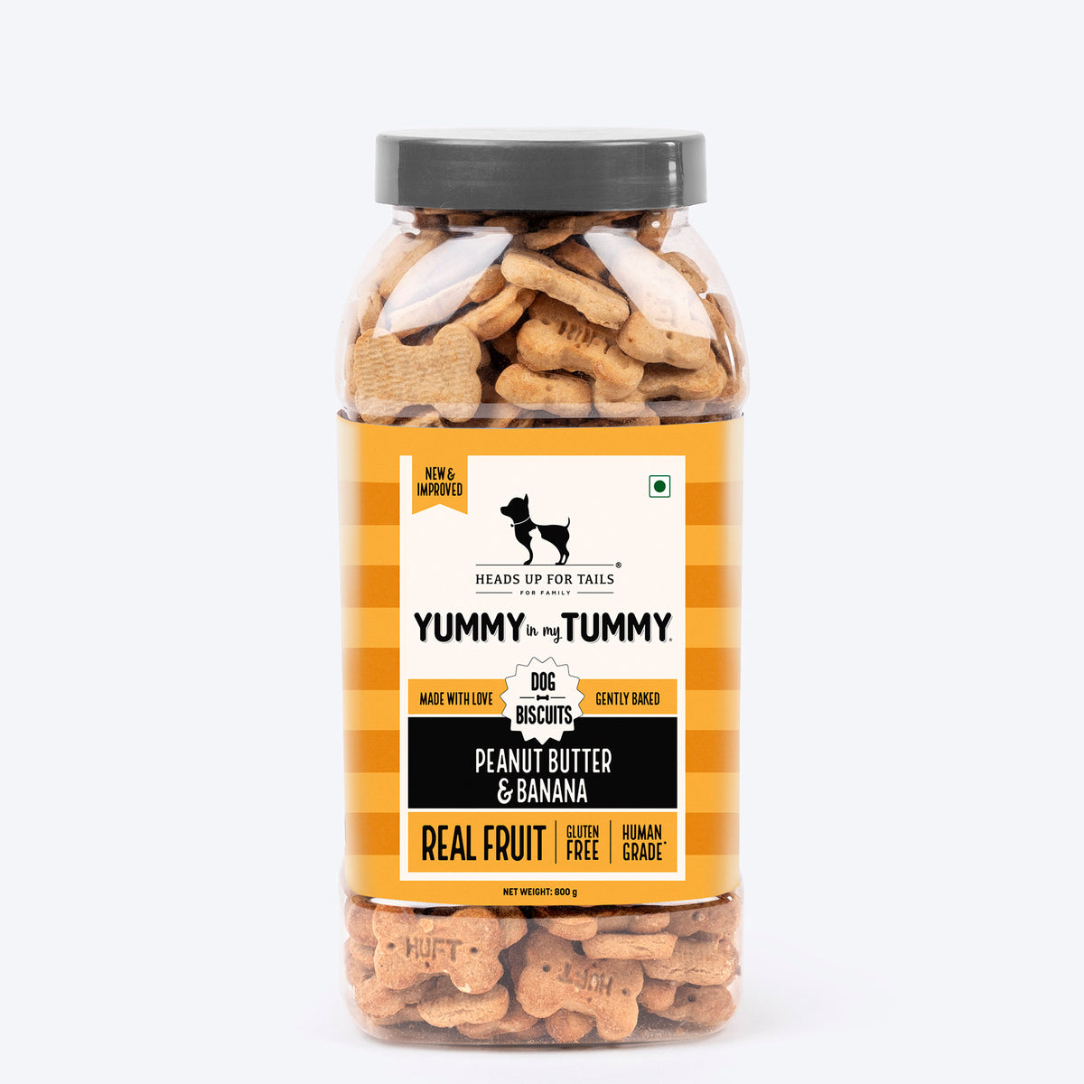 Heads Up for Tails Yummy in My Tummy Peanut Butter & Banana Dog Biscuits, 800g, gluten-free, gently baked