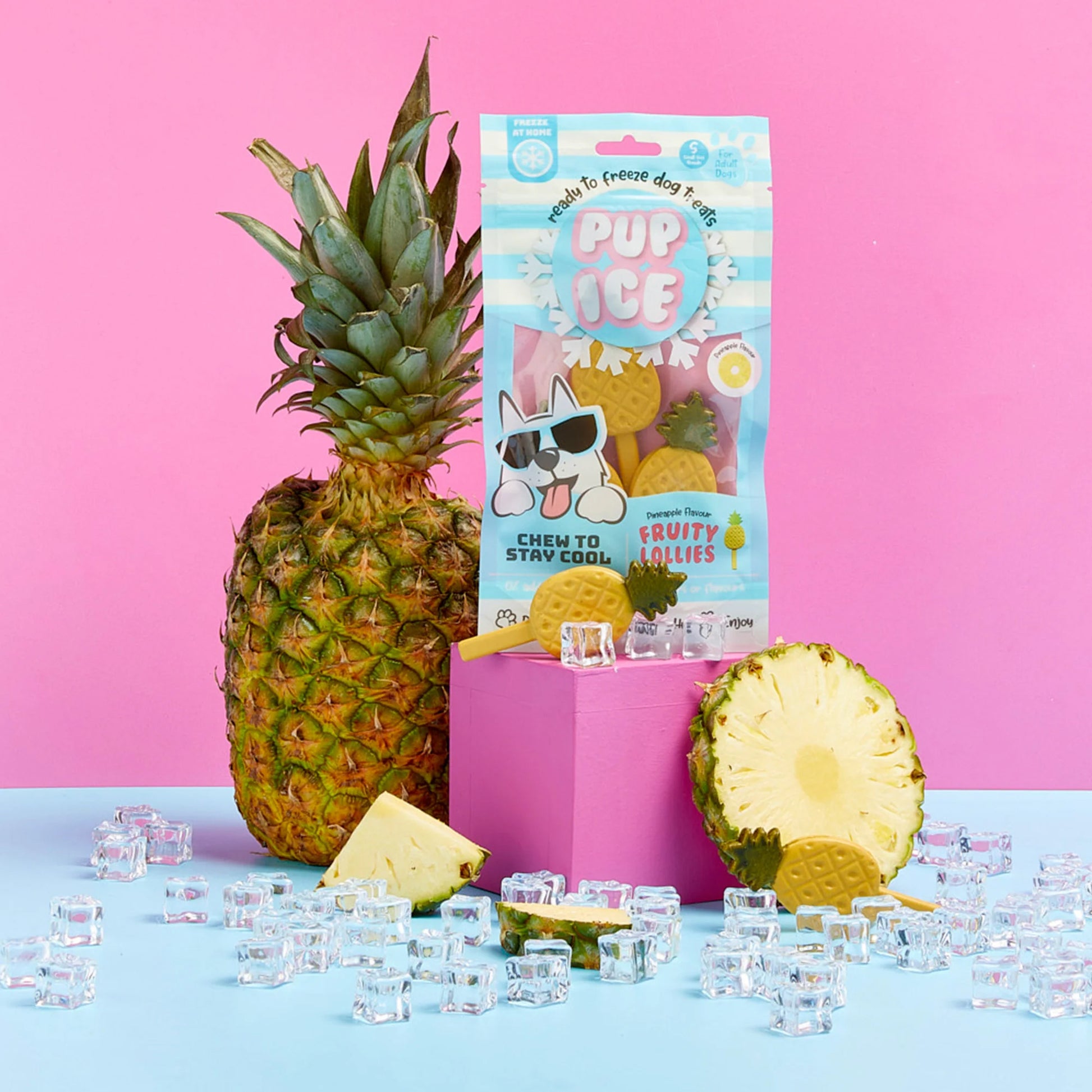 Pup Ice Fruity Lollies Pineapple Ready To Freeze Treat For Adult Dog - 90 gm - Heads Up For Tails