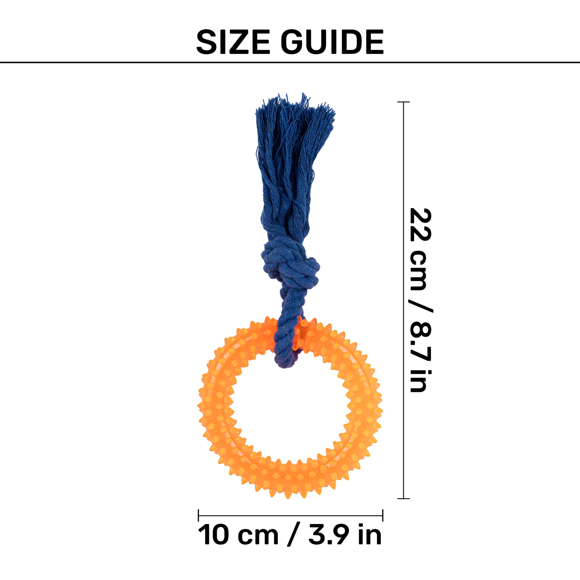 TLC Spike Ring Teether Chew Toy For Dog - Orange & Blue - Heads Up For Tails