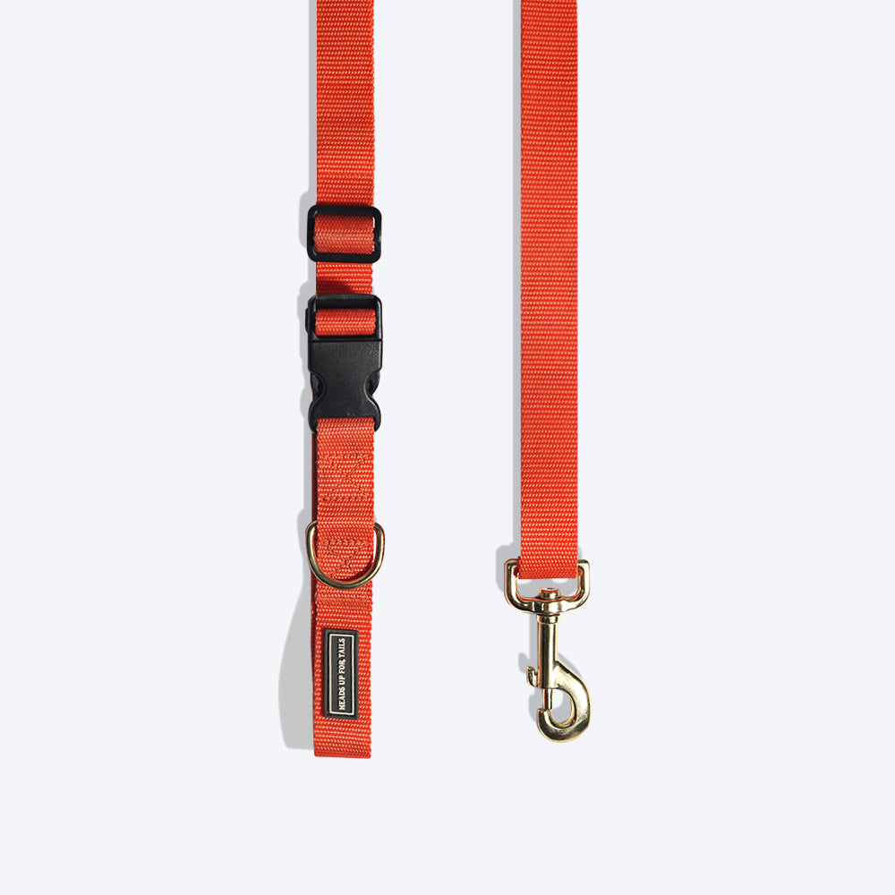 HUFT Adjustable Nylon Dog Leash - Orange (Can be Personalised) - 1.7 m - Heads Up For Tails