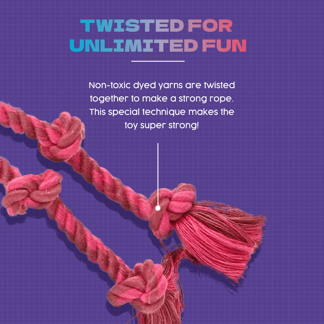 Dash Dog Double Trouble Rope Toy For Dogs - Purple - Heads Up For Tails