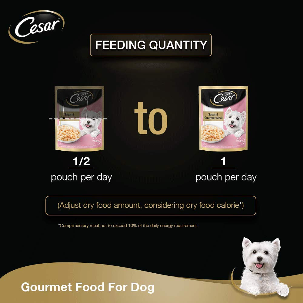Cesar Premium Sasami Adult Wet Dog Food (Gourmet meal) - 70g Pouch - Heads Up For Tails