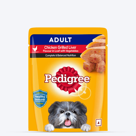 Pedigree Chicken Grilled Liver In Loaf With Vegetables Adult Dog Wet Food - 70 gm Packs - Heads Up For Tails