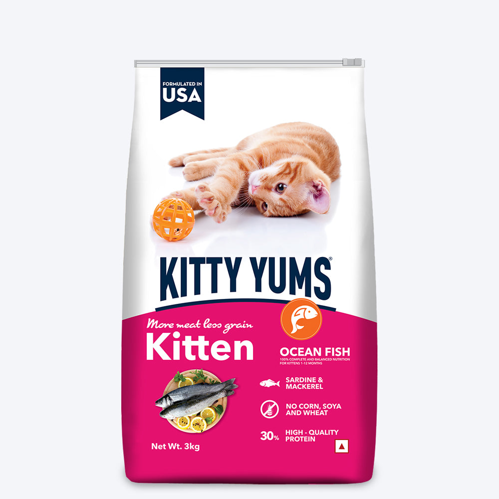 Kitty Yums Kitten(1-12 Months) Dry Cat Food - Ocean Fish - Heads Up For Tails