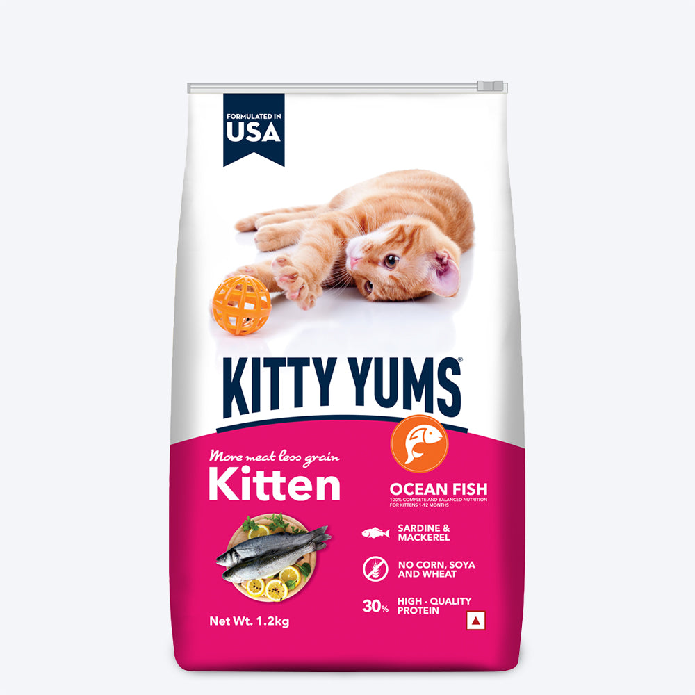 Kitty Yums Kitten(1-12 Months) Dry Cat Food - Ocean Fish - Heads Up For Tails