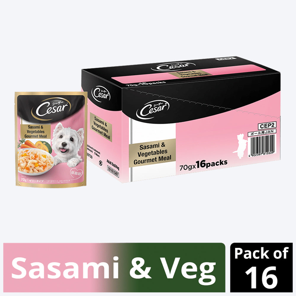 Cesar Adult Sasami & Vegetables Wet Dog Food - 16 X 70 g - Heads Up For Tails