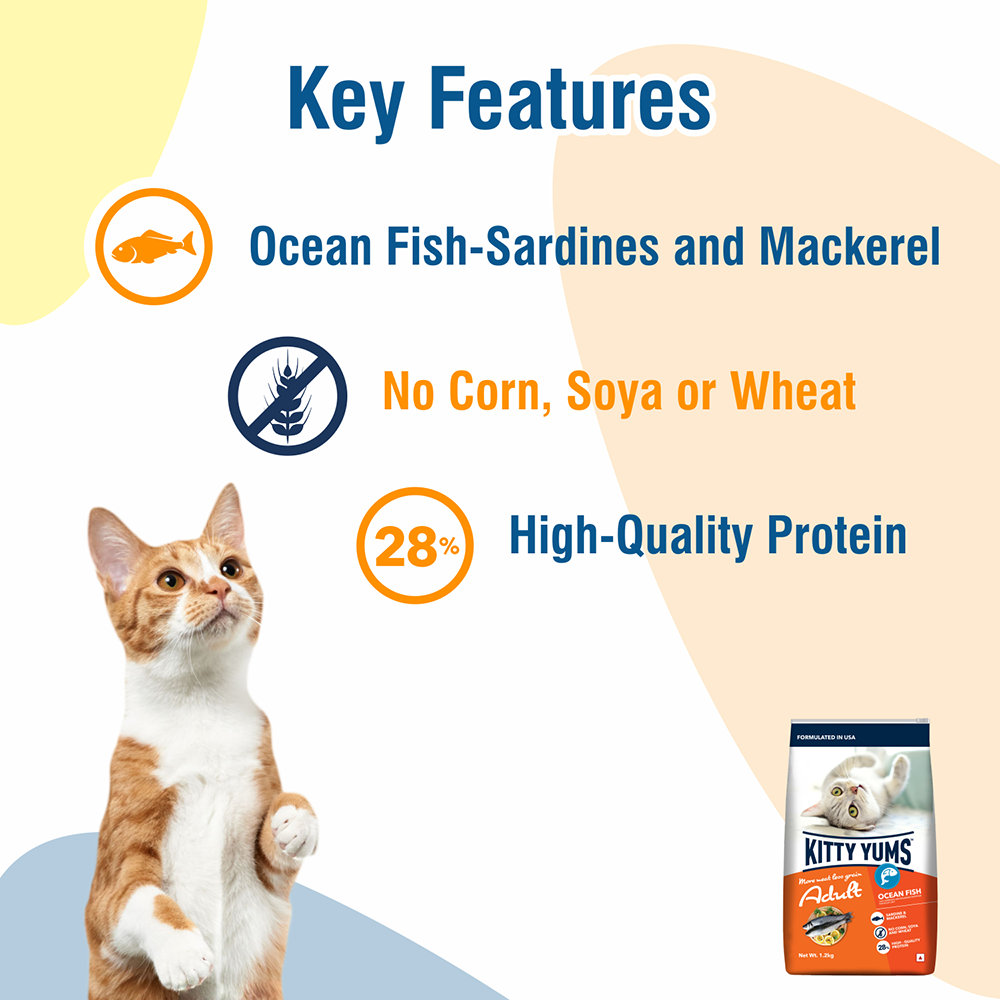 Kitty Yums Adult (+1 Year) Dry Cat Food - Ocean Fish - Heads Up For Tails