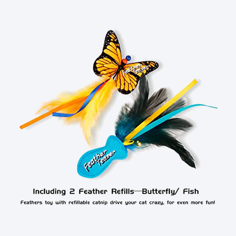 GiGwi Feather Teaser Fish And Butterfly Flexible Rod With Crinkle