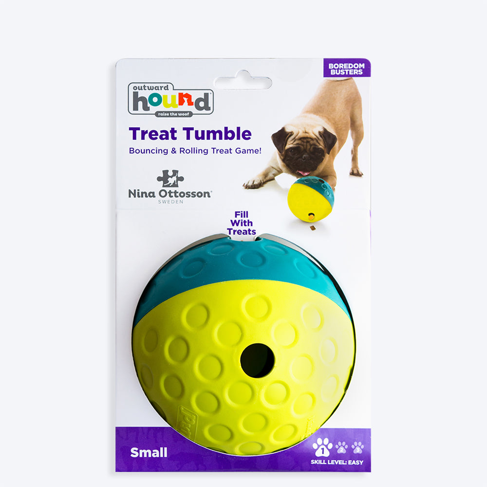 Outward Hound (Nina Ottosson) Treat Tumble - Bouncing & Rolling Treat Game - Interactive Dog Toy - Small - Heads Up For Tails