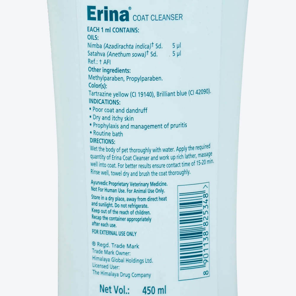 Himalaya Erina Coat Cleanser For Dogs - 450 ml - Heads Up For Tails