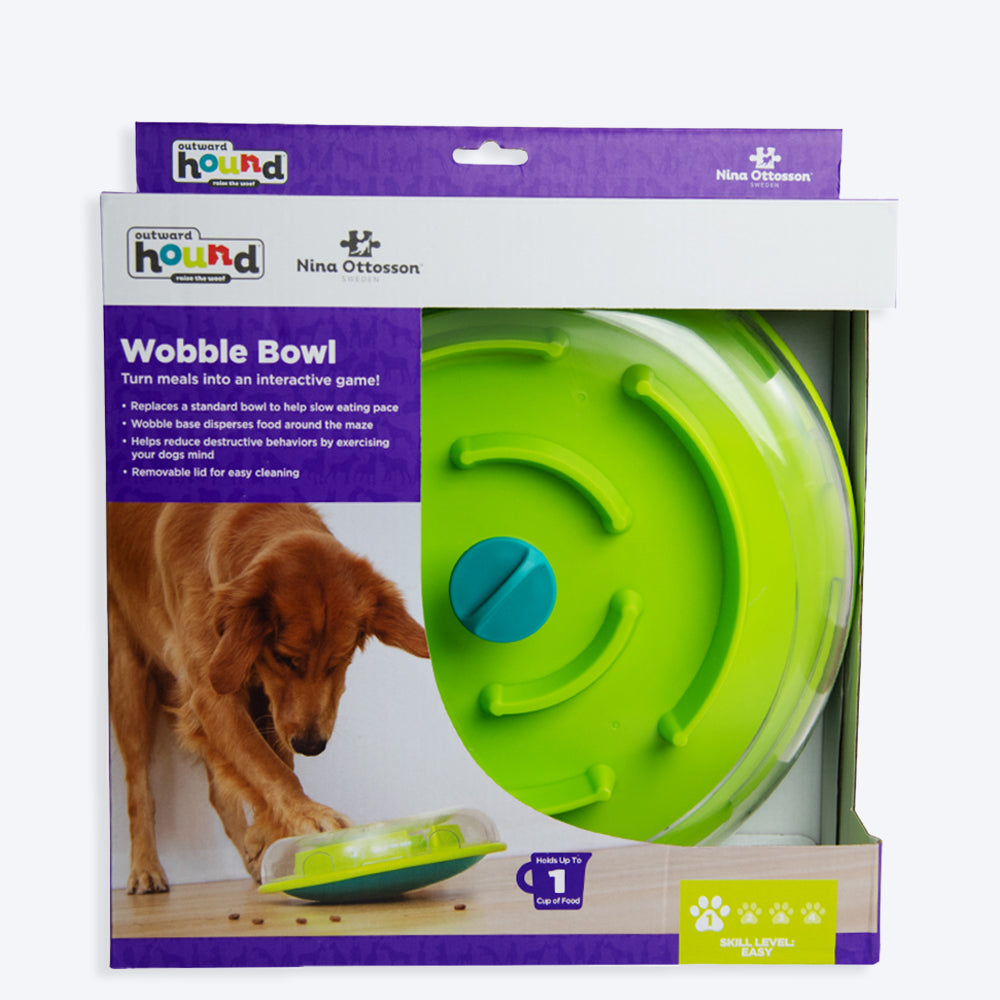 Outward Hound Wobble Bowl Interactive Slide Treat Puzzle Dog Toy - Multi - Heads Up For Tails