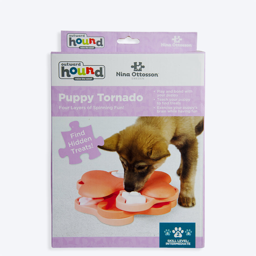 Outward Hound Puppy Tornado Interactive Treat Puzzle Dog Toy - Pink - Heads Up For Tails
