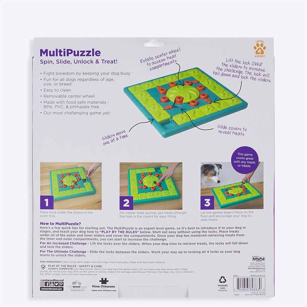 Outward Hound (Nina Ottosson) Multipuzzle InteractiveTreat Puzzle Dog –  Heads Up For Tails