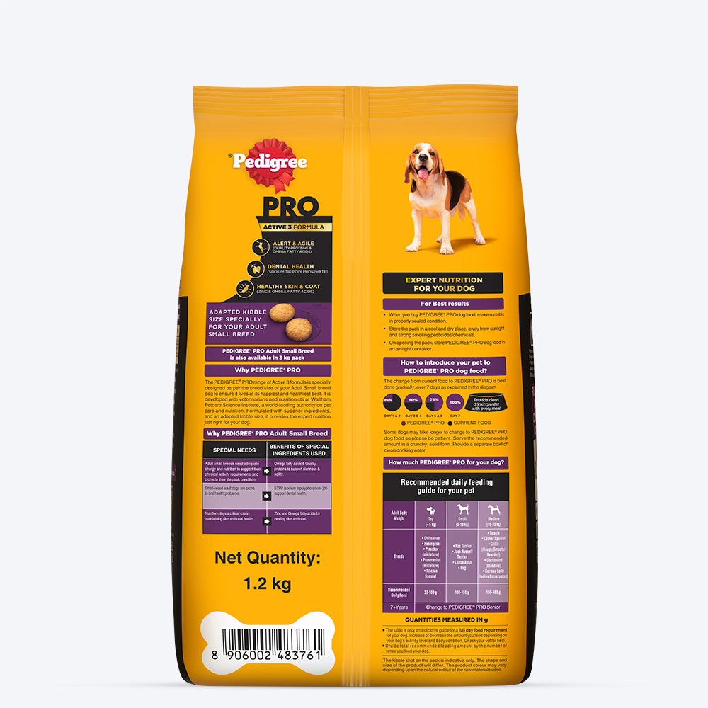 Pedigree PRO Expert Nutrition Adult Small Breed Dogs (9 Months Onwards) Dry Dog Food - Heads Up For Tails