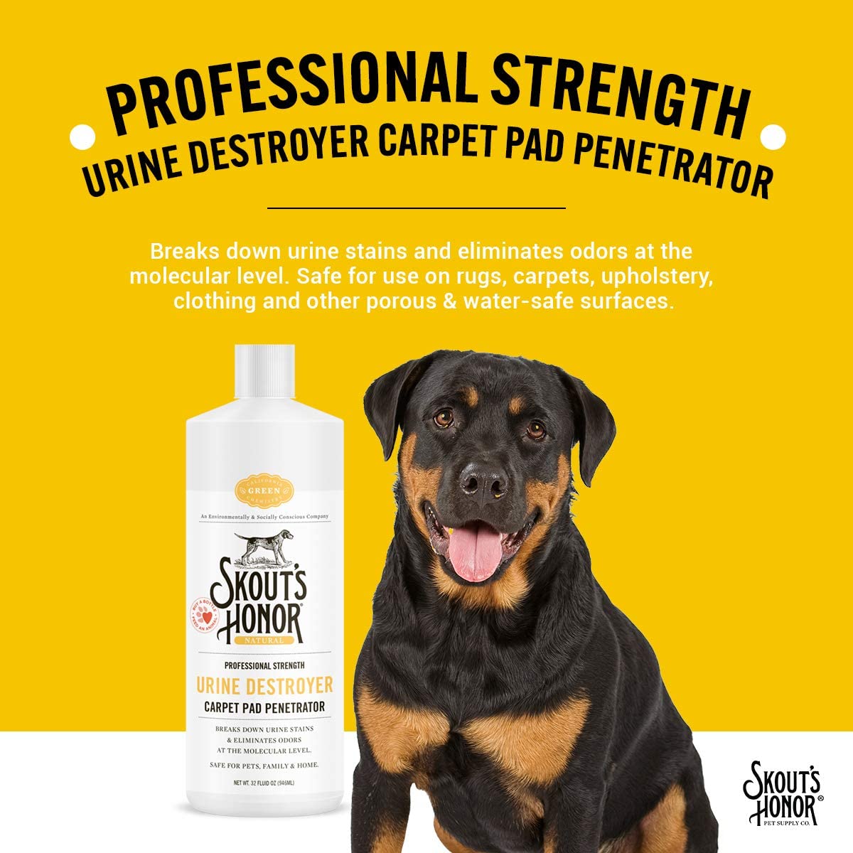 Skout's Honor Urine Destroyer Carpet Pad Penetrator for Dogs & Cats - 946 ml - Heads Up For Tails