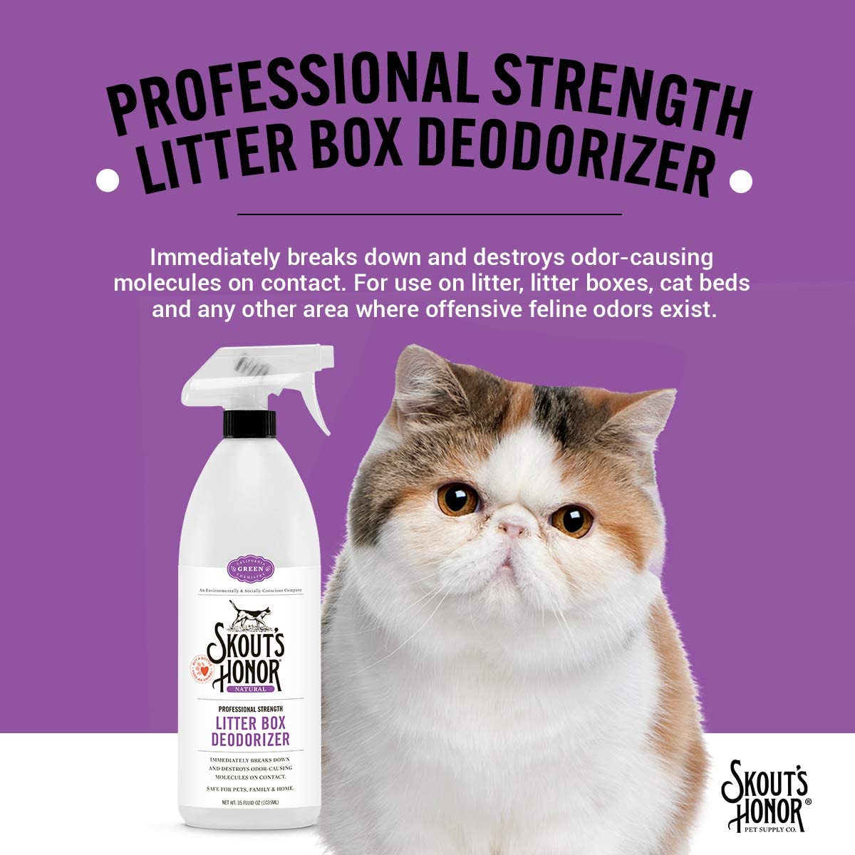 Skout's Honor Professional Strength All-Natural Cat Litter Box Deodorizer - 1035 ml - Heads Up For Tails