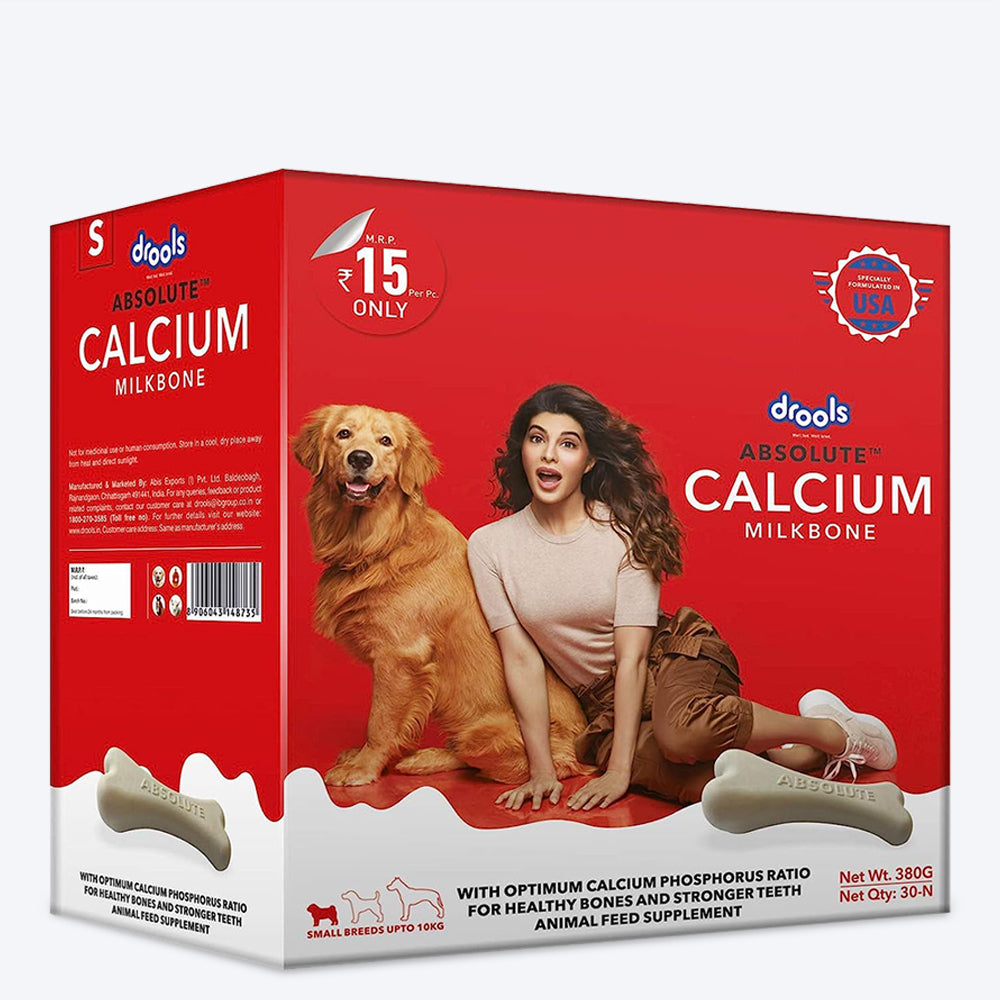 Drools Absolute Calcium Milk Bone For Small Breed Dogs - Dog Supplement - 10 Pcs - Heads Up For Tails