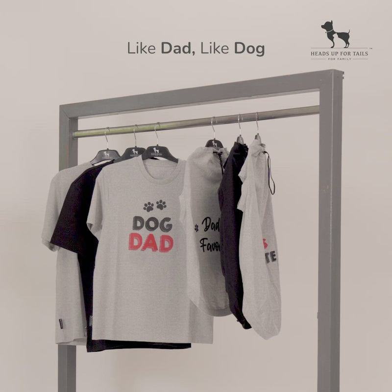HUFT Twinning - Daddy's Favourite T-Shirt For Dogs - Grey with Black & Red Print