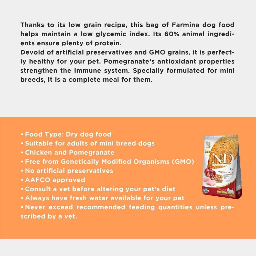 Farmina N&D Low Grain Mini Breed Adult Dry Dog Food - Chicken & Pomegranate-03