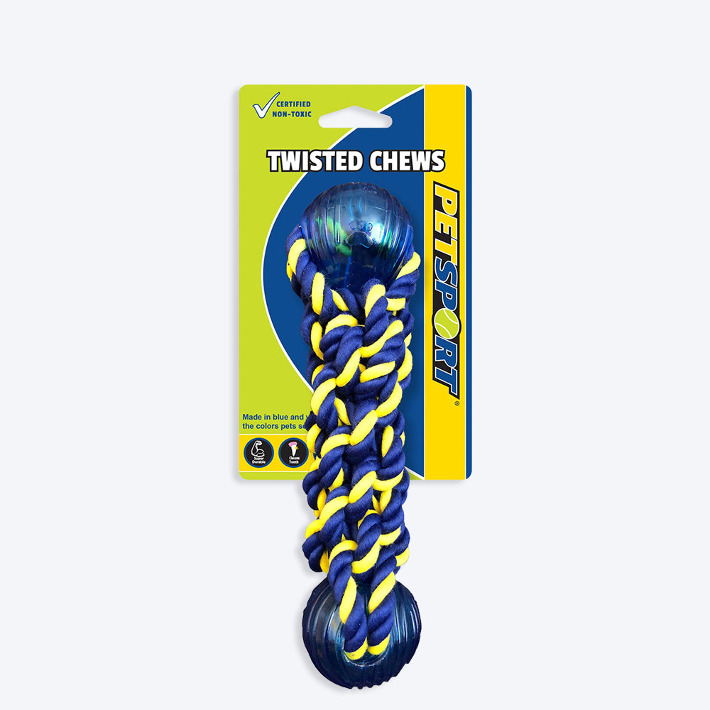 Petsport Braided Knot Tug Rope Dog Toy With 2 TPR Balls - 24 cm - Heads Up For Tails